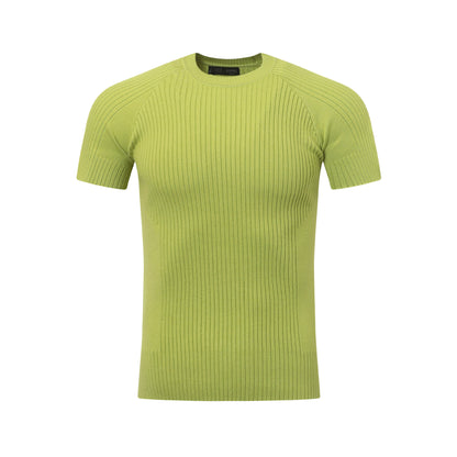 Men's solid green slim fit T-shirt lifestyle look – TeenStylo