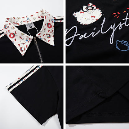 Black cartoon embroidery cotton shirt styled in a Y2K streetwear lifestyle look for teen boys | TeenStylo