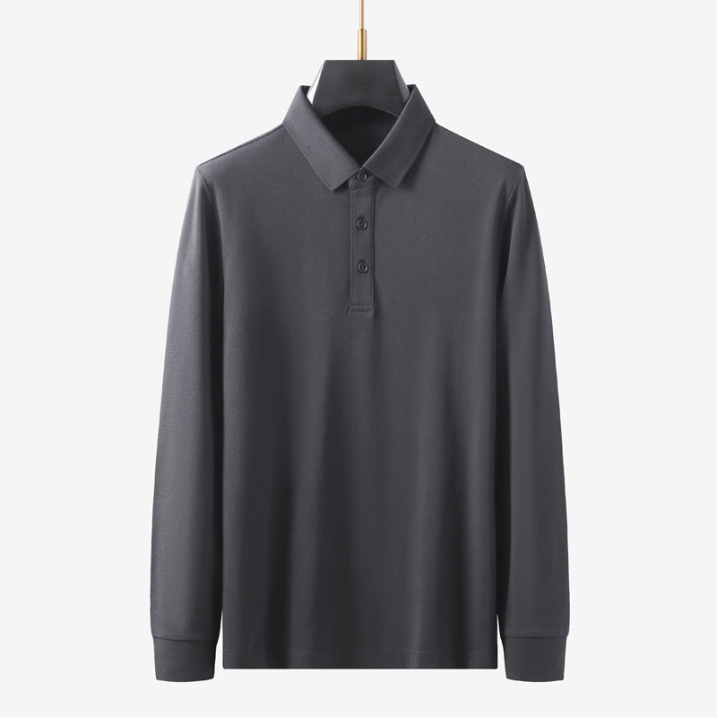 Man wearing light floral grey long sleeve notch collar polo tee in streetwear lifestyle setting TeenStylo