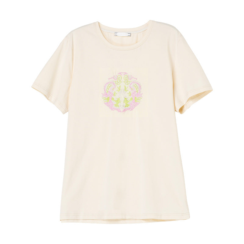Black embroidered short sleeve unisex T-shirt front view | TeenStylo