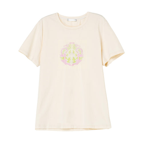 Black embroidered short sleeve unisex T-shirt front view | TeenStylo