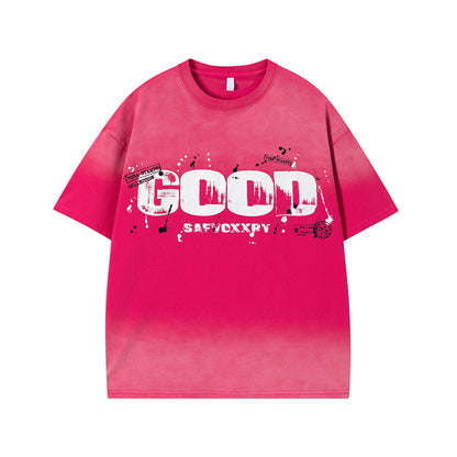 Rose red unisex loose fit short sleeve t-shirt lifestyle streetwear summer style TeenStylo