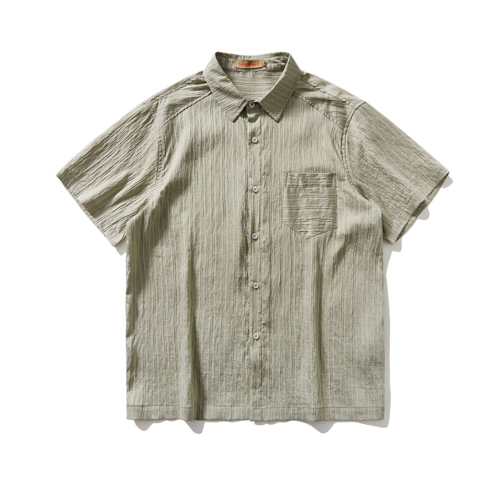 Gray green loose short sleeve shirt for men - relaxed streetwear fit | TeenStylo