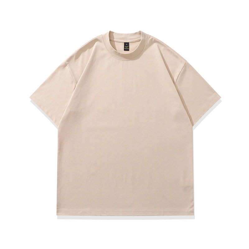 Men's sand color cartoon print loose short sleeve couple tee lifestyle shot TeenStylo