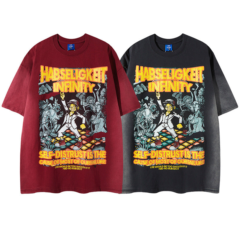 Dark reddish brown graffiti evil cool boy unisex hip hop streetwear short sleeve t-shirt lifestyle TeenStylo