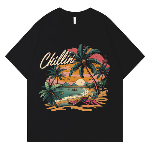 White print crew neck casual short sleeve t-shirt for men unisex streetwear front view TeenStylo