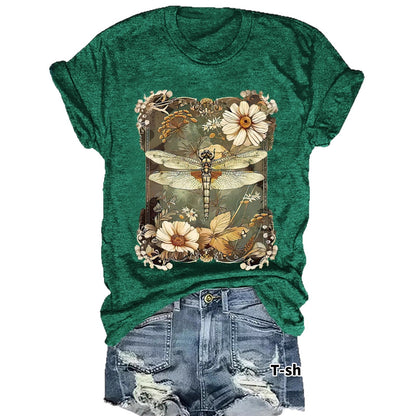 White unisex dragonfly printed short sleeve t-shirt front view – Y2K streetwear style | TeenStylo
