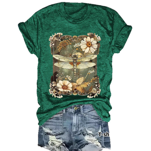 White unisex dragonfly printed short sleeve t-shirt front view – Y2K streetwear style | TeenStylo