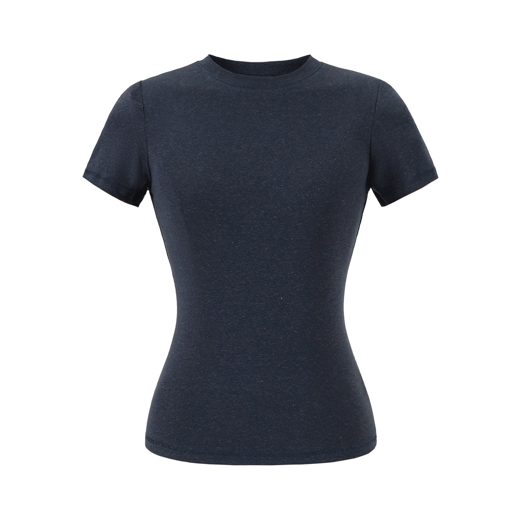 Navy blue unisex round neck short sleeve T-shirt lifestyle shot – Y2K streetwear style | TeenStylo