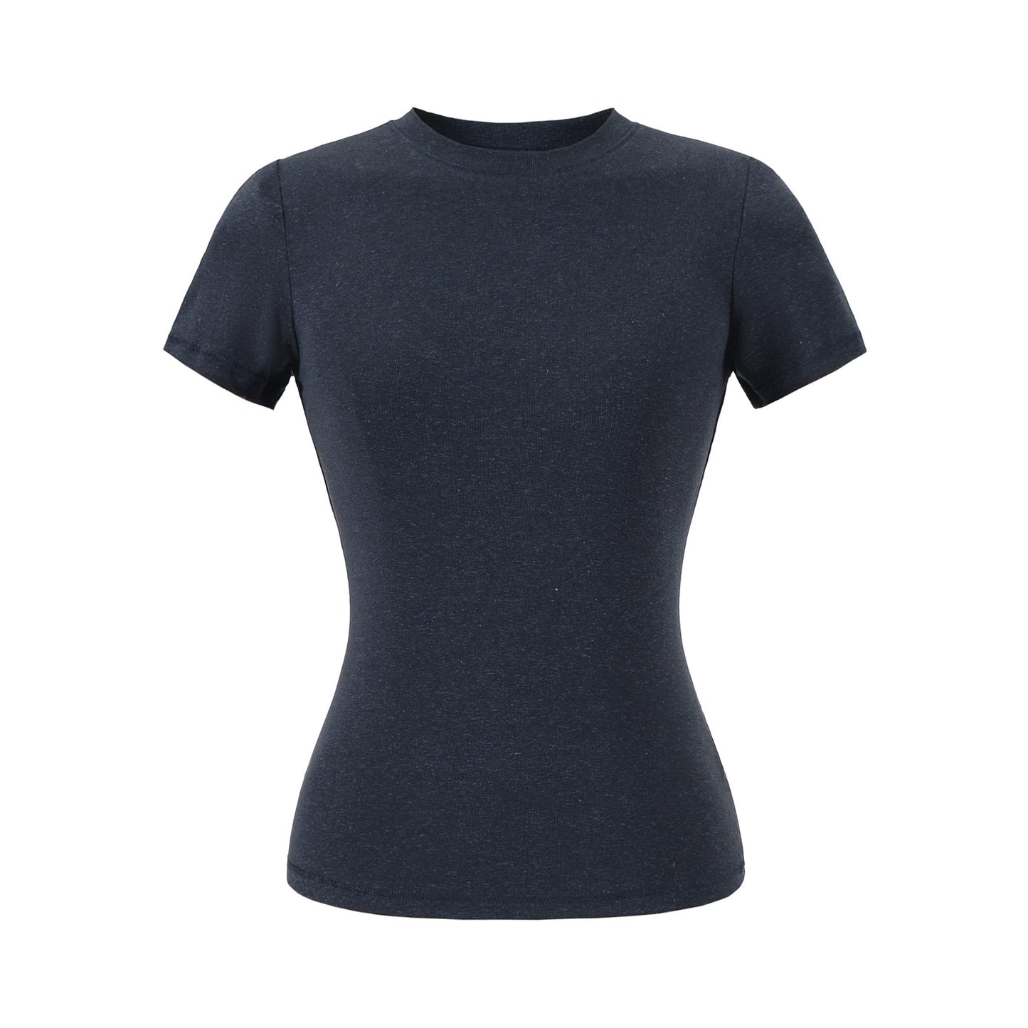 Navy blue round neck short sleeve unisex T-shirt casual streetwear style front view | TeenStylo