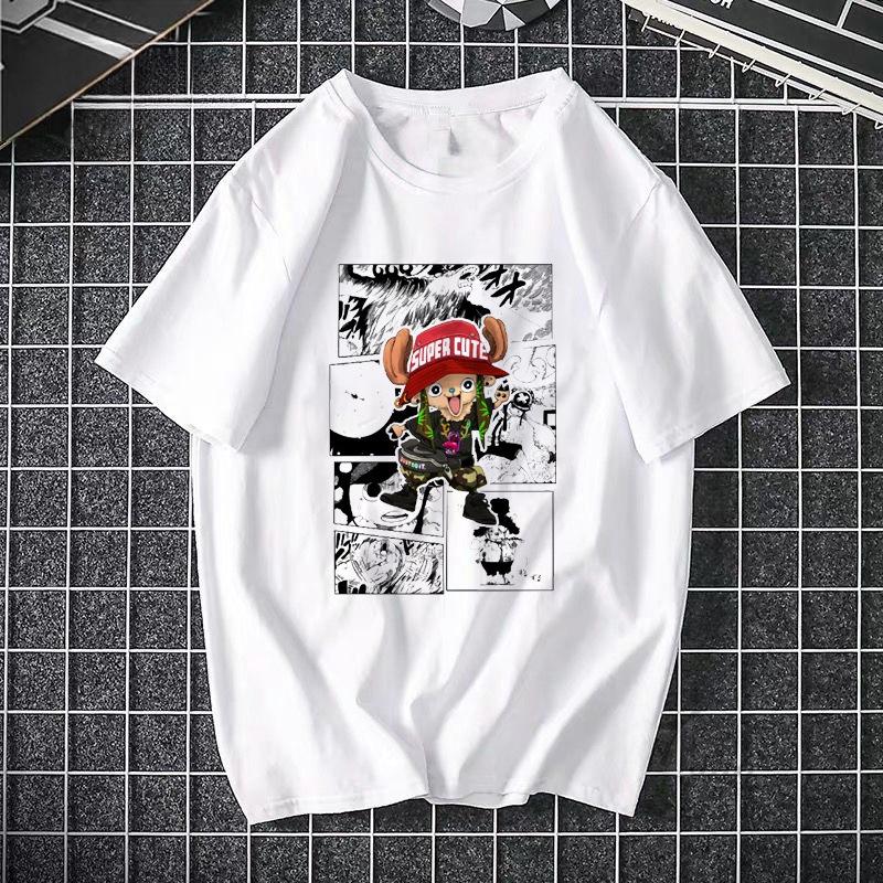 Back view white ONE PIECE Pirate King Luffy Fourth Gear printed unisex streetwear tee TeenStylo
