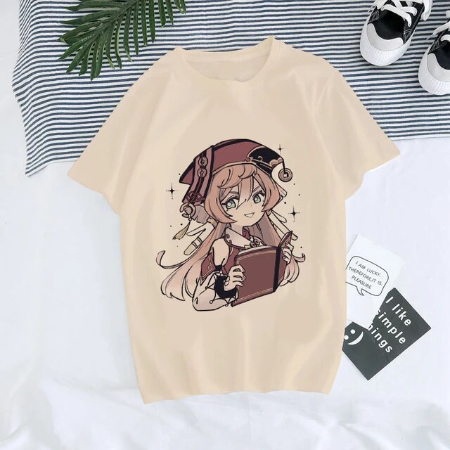 Genshin Impact Hu Tao Xiao Kawaii Graphic Tee Unisex Streetwear Style 31011 Lifestyle Photo TeenStylo
