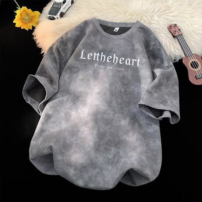 White tie-dye short sleeve t-shirt for men back view streetwear style TeenStylo