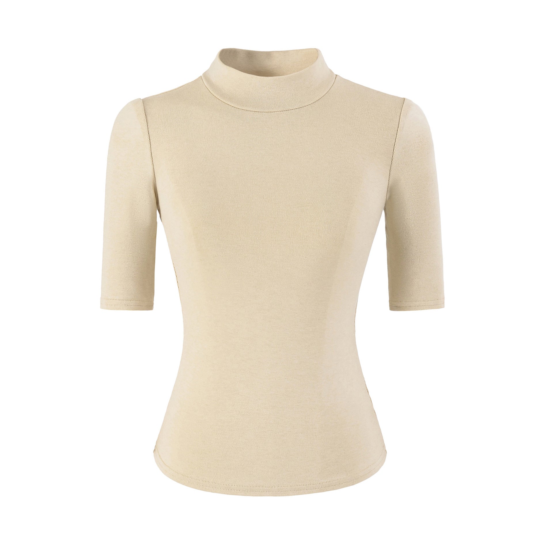Milk tea high neck slim fit T-shirt women unisex streetwear Y2K style lifestyle look TeenStylo