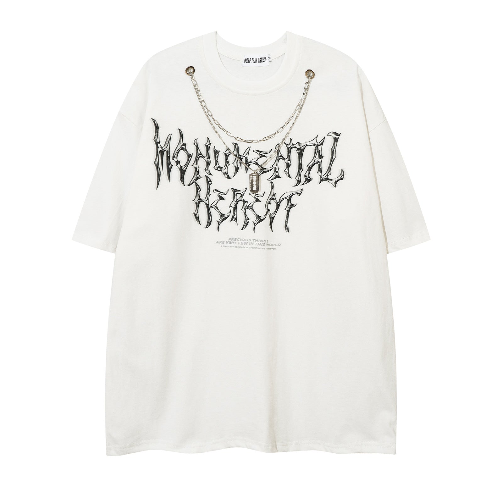 Black pure cotton round neck necklace design short tee back view – men's streetwear style at TeenStylo