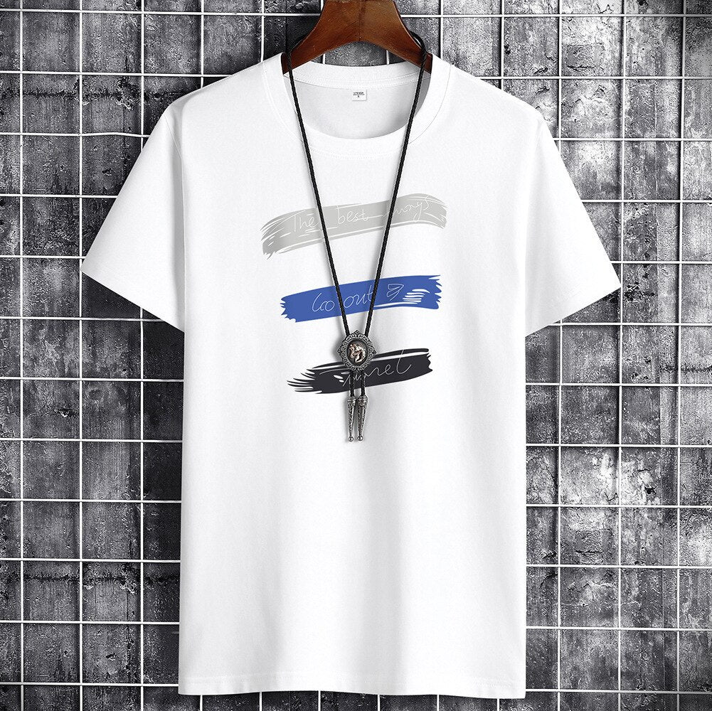 Sky blue men's anime gothic T-shirt front view, Y2K Harajuku streetwear summer fashion – TeenStylo