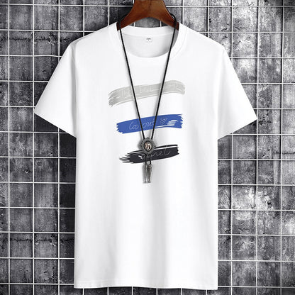 Sky blue men's anime gothic T-shirt front view, Y2K Harajuku streetwear summer fashion – TeenStylo