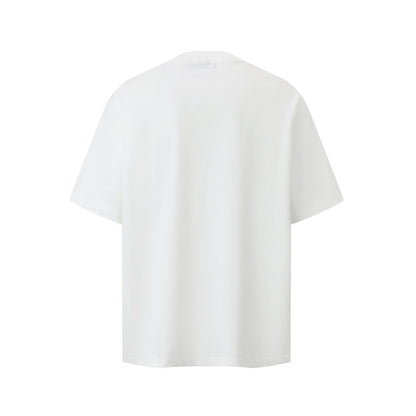 White men's funny character print hip hop streetwear t-shirt back view - TeenStylo