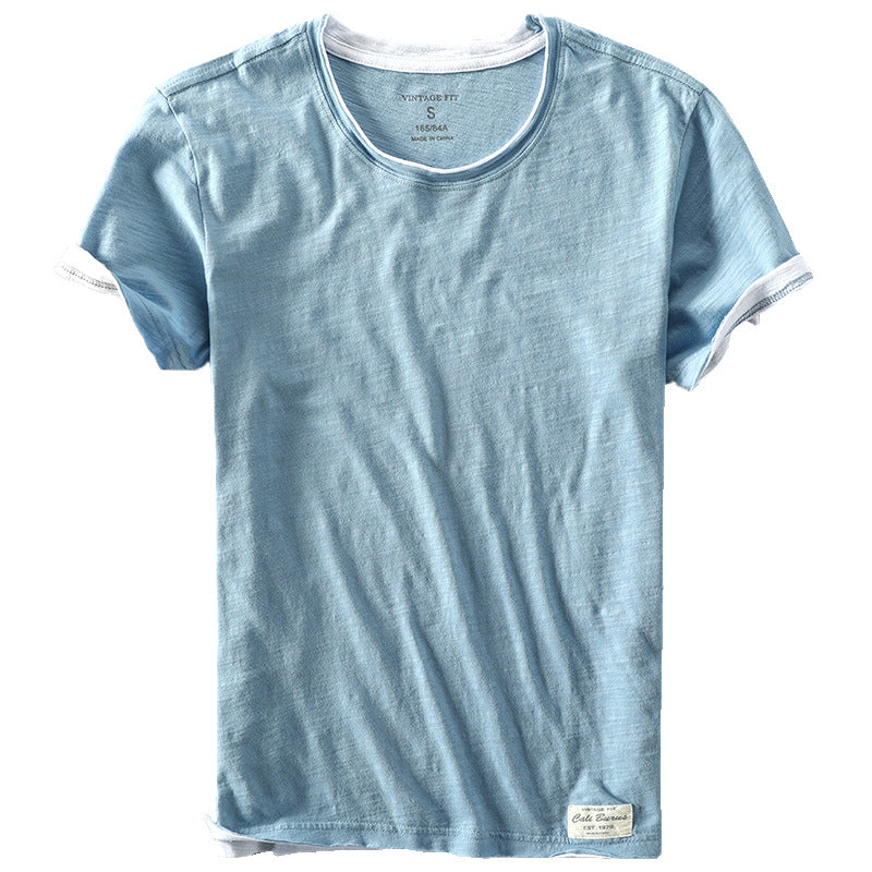 White men's casual cotton T-shirt front view, lightweight summer streetwear essential | TeenStylo