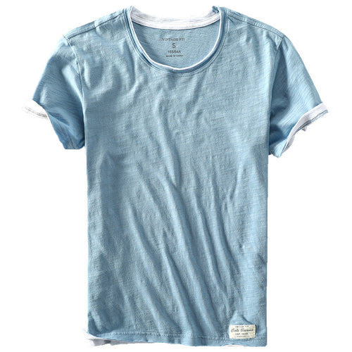 White men's casual cotton T-shirt front view, lightweight summer streetwear essential | TeenStylo
