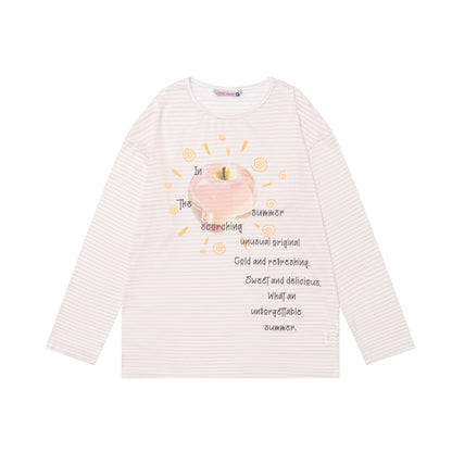 Man wearing pink striped fun cartoon long sleeve t-shirt in casual lifestyle setting | TeenStylo