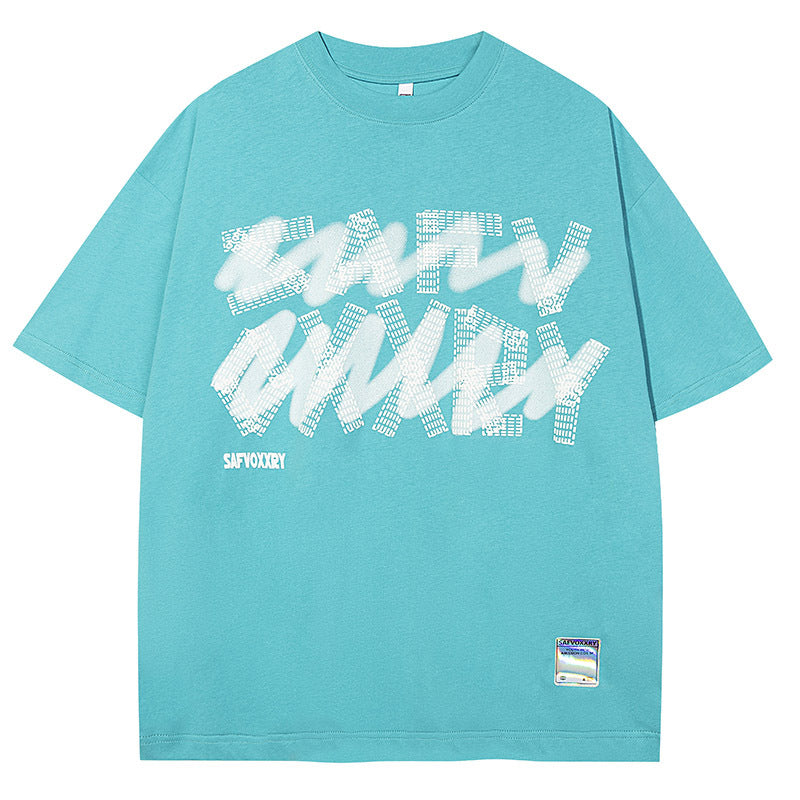 Sky blue unisex oversized short sleeve streetwear couples t-shirt lifestyle shot TeenStylo