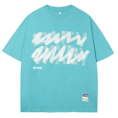 Sky blue unisex oversized short sleeve streetwear couples t-shirt lifestyle shot TeenStylo