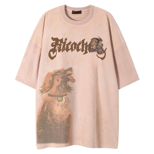 Pink loose drape peach skin round neck short sleeve unisex T-shirt front view | TeenStylo