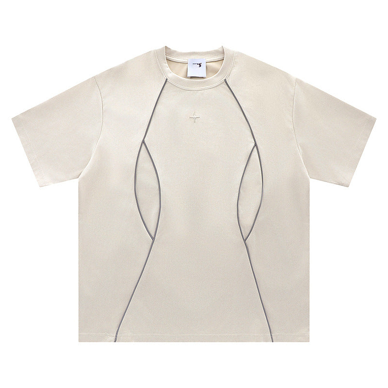 Apricot Blockcore Outfit Men's Short Sleeve T-Shirt back view streetwear style TeenStylo