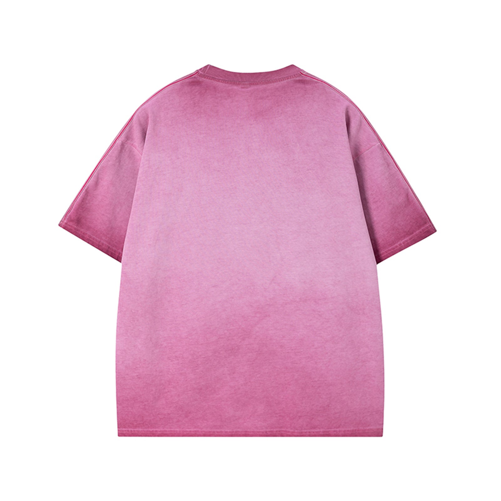 Pink graphic tee close-up detail showing letter print design on men's streetwear short sleeve T-shirt | TeenStylo