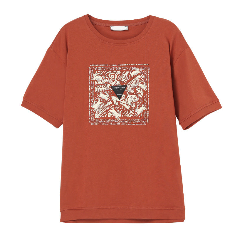 Deep orange round neck short sleeve unisex T-shirt front view - TeenStylo