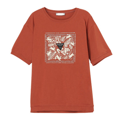 Deep orange round neck short sleeve unisex T-shirt front view - TeenStylo