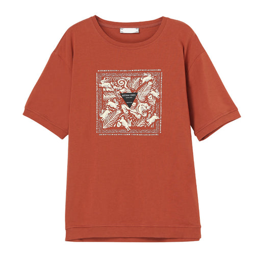 Deep orange round neck short sleeve unisex T-shirt front view - TeenStylo