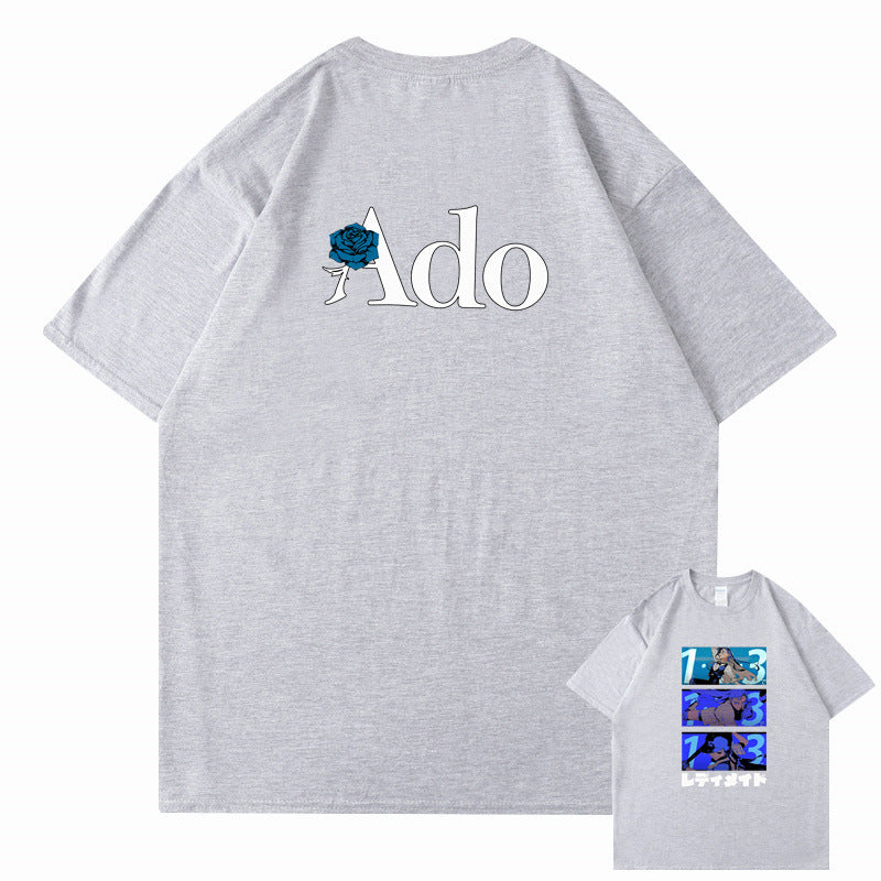 Yellow black text Ado fans cute funny graphic cotton t-shirt unisex streetwear tee TeenStylo
