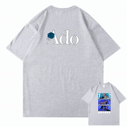Yellow black text Ado fans cute funny graphic cotton t-shirt unisex streetwear tee TeenStylo
