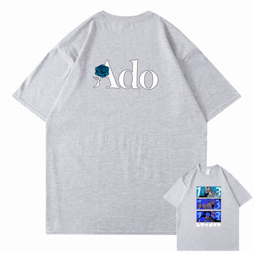 Yellow black text Ado fans cute funny graphic cotton t-shirt unisex streetwear tee TeenStylo