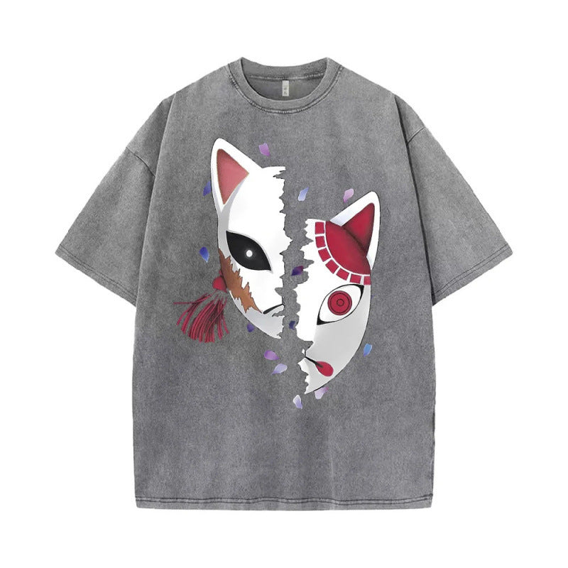 Unisex anime mask pattern printed t-shirt lifestyle shot streetwear casual trendy summer tee TeenStylo
