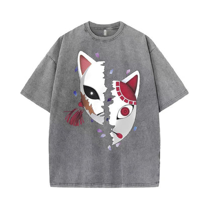 Unisex anime mask pattern printed t-shirt lifestyle shot streetwear casual trendy summer tee TeenStylo
