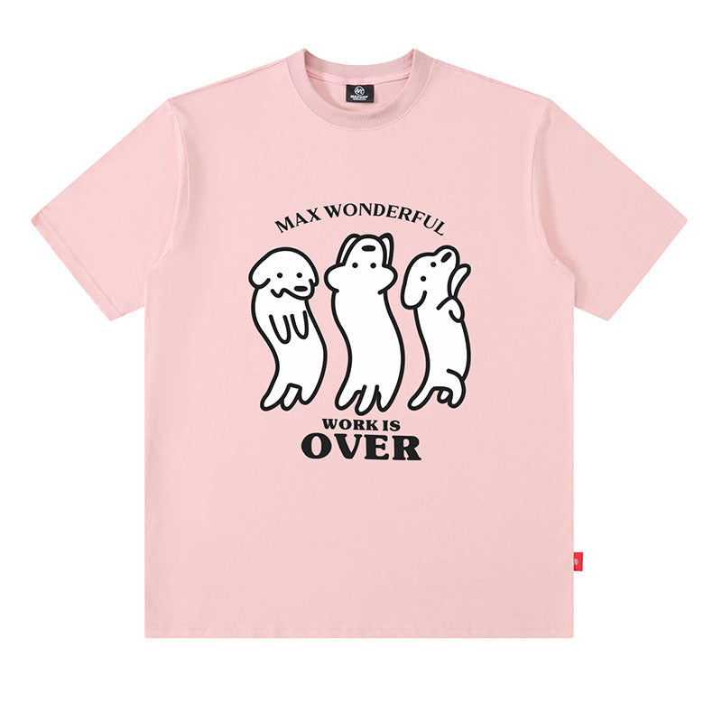 Purple oversized cotton sausage dog print t-shirt short sleeve summer tee men TeenStylo