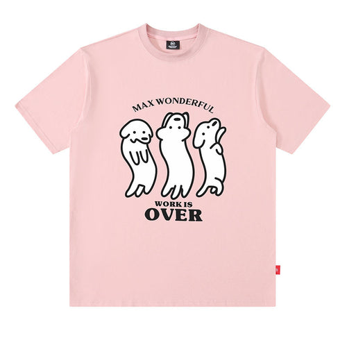 Purple oversized cotton sausage dog print t-shirt short sleeve summer tee men TeenStylo