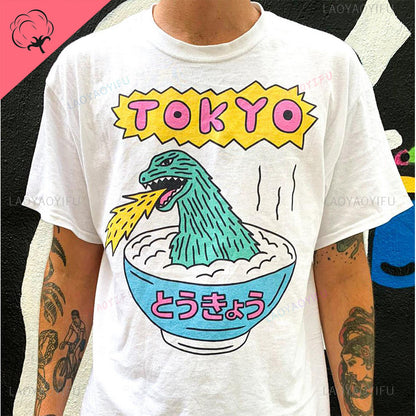 White unisex vintage cartoon Saucer Man graphic tee funny UFO streetwear T-shirt TeenStylo
