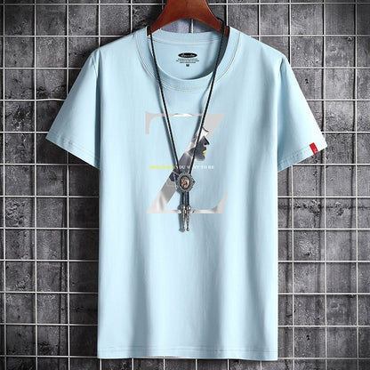 Dark grey men's anime gothic T-shirt close-up detail showing fabric texture and print design - TeenStylo