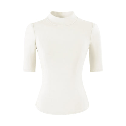 White high neck slim fit T-shirt women lifestyle look TeenStylo