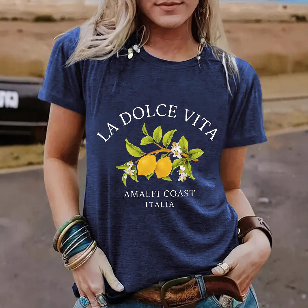 Dark red La Dolce Vita Lemon unisex T-shirt styled in a lifestyle setting | TeenStylo