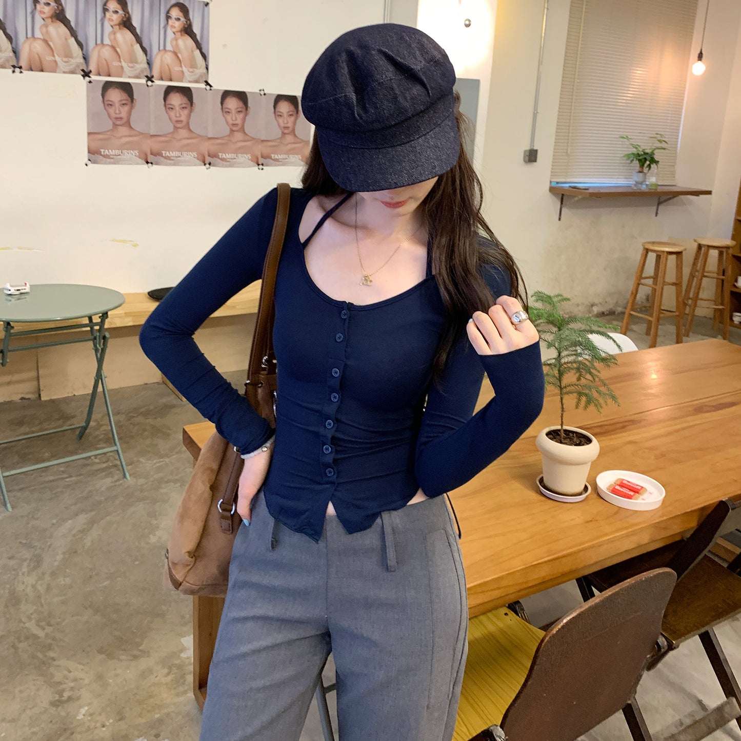 Purple open front long sleeve t-shirt styled in Y2K streetwear lifestyle look, casual layering outfit | TeenStylo