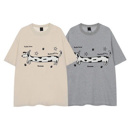 Gray unisex loose fit short sleeve T-shirt fabric detail close-up, streetwear style | TeenStylo