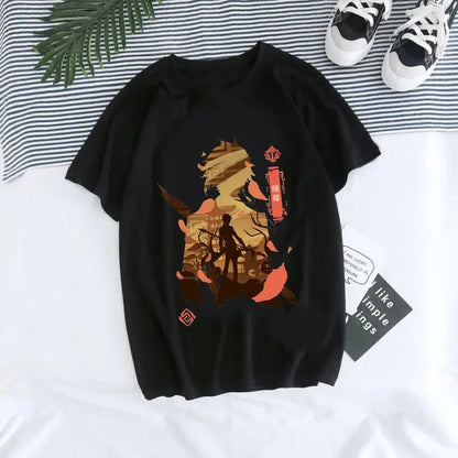 Genshin Impact Hu Tao Xiao Kawaii Graphic Tee Unisex Streetwear Lifestyle Shot TeenStylo