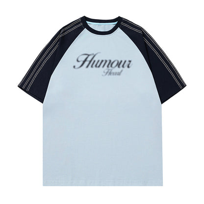 Hazy Blue chain shoulder sleeve retro short sleeve t-shirt men lifestyle streetwear fashion TeenStylo