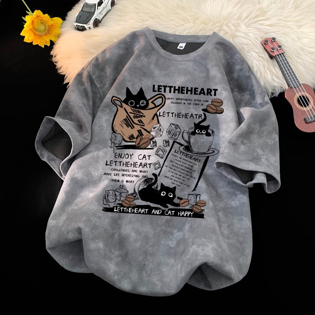 Man wearing gray tie-dye short sleeve t-shirt in streetwear style lifestyle look | TeenStylo