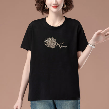 Black embroidered loose fit unisex T-shirt short sleeve lifestyle shot TeenStylo